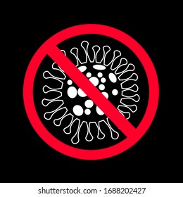 Sign caution coronavirus. Stop coronavirus. Coronavirus outbreak. Coronavirus danger and public health risk disease and flu outbreak. Pandemic medical concept with dangerous cells.Vector illustration