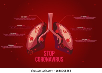 Sign caution coronavirus. Stop coronavirus. Coronavirus outbreak. Coronavirus danger and public health risk disease and flu outbreak. Pandemic medical concept with dangerous cells.Vector illustration