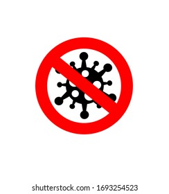 Firme coronavirus cauteloso. Detén el coronavirus. Brote de coronavirus. Peligro del coronavirus y riesgo de enfermedad de la salud pública y brote de gripe.  Concepto médico de pandemia con células peligrosas.Ilustración vectorial