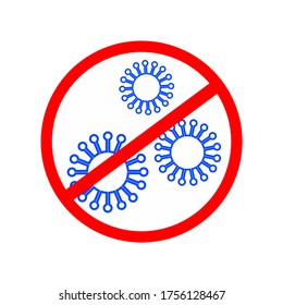 Sign caution coronavirus. Stop coronavirus. Coronavirus outbreak. Coronavirus danger and public health risk disease and flu outbreak. Pandemic medical concept with dangerous cells.Vector illustration