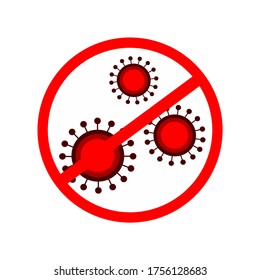 Sign caution coronavirus. Stop coronavirus. Coronavirus outbreak. Coronavirus danger and public health risk disease and flu outbreak. Pandemic medical concept with dangerous cells.Vector illustration