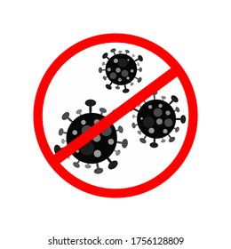 Vorsicht ist geboten. Stopp des Coronavirus. Ausbruch von Coronavirus. Koronavirus-Gefahr und Risiko für die öffentliche Gesundheit und Grippe-Ausbruch. Pandemiekonzeption mit gefährlichen Zellen.Vektorgrafik