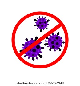 Vorsicht ist geboten. Stopp des Coronavirus. Ausbruch von Coronavirus. Koronavirus-Gefahr und Risiko für die öffentliche Gesundheit und Grippe-Ausbruch. Pandemiekonzeption mit gefährlichen Zellen.Vektorgrafik