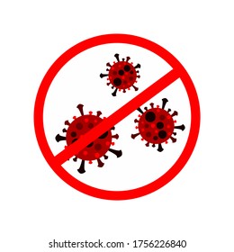 Sign caution coronavirus. Stop coronavirus. Coronavirus outbreak. Coronavirus danger and public health risk disease and flu outbreak. Pandemic medical concept with dangerous cells.Vector illustration