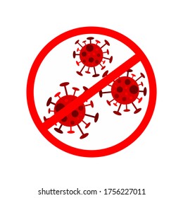 Sign caution coronavirus. Stop coronavirus. Coronavirus outbreak. Coronavirus danger and public health risk disease and flu outbreak. Pandemic medical concept with dangerous cells.Vector illustration