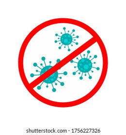 Sign caution coronavirus. Stop coronavirus. Coronavirus outbreak. Coronavirus danger and public health risk disease and flu outbreak. Pandemic medical concept with dangerous cells.Vector illustration