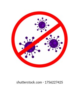 Sign caution coronavirus. Stop coronavirus. Coronavirus outbreak. Coronavirus danger and public health risk disease and flu outbreak. Pandemic medical concept with dangerous cells.Vector illustration