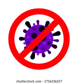 Firmar el coronavirus de precaución. Detén el coronavirus. Brote de coronavirus. Peligro del coronavirus y riesgo de enfermedad de la salud pública y brote de gripe. Concepto médico de pandemia con células peligrosas.Ilustración vectorial