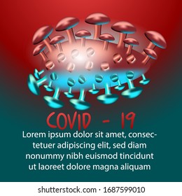 Sign caution coronavirus. Vector graphics of a shield with covid-19 in it. Corona virus protective logo template. Prevention of the spread of virus clipart images. Stop virus corona logo d