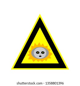 sign caution electricity cartoon socket in a yellow-black triangle on a white background concept of danger and industry
