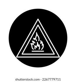 Sign caution fire hazard black line icon. Pictogram for web page, mobile app, promo.