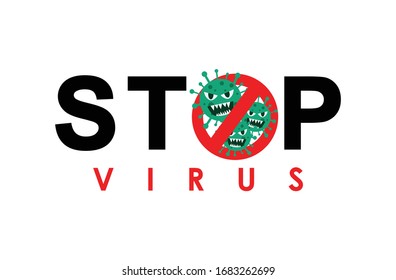 Sign caution virus. Stop coronavirus. Coronavirus outbreak. Coronavirus danger and public health risk disease and flu outbreak. Pandemic medical concept with dangerous cells.Vector illustration