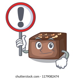 With sign character cartoon almond cake with caramel