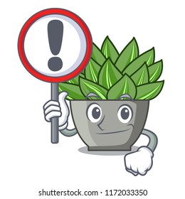 With sign character cartoon pot plant echeveria cactus