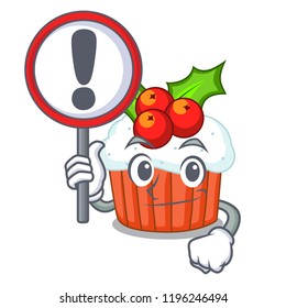 With sign character christmas cupcake with holly berry