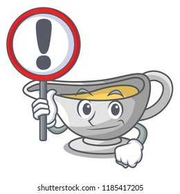With sign a character dish pouring sauce boat