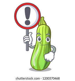 With sign character fresh zucchini vegetable in market