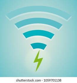 The sign of charging the device through wi-fi, modern technology. Vector illustration.