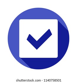 the sign is checked in the box icon in Flat long shadow style