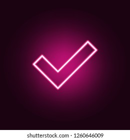 sign checked icon. Elements of web in neon style icons. Simple icon for websites, web design, mobile app, info graphics