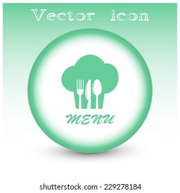 sign with chef hat and spoon, fork, knife 