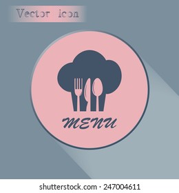 sign with chef hat and spoon, fork, knife 