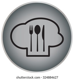 sign with chef hat and spoon, fork, knife 
