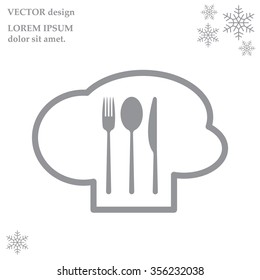 sign with chef hat and spoon, fork, knife 