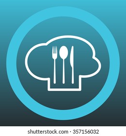 sign with chef hat and spoon, fork, knife 