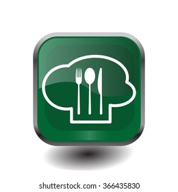 sign with chef hat and spoon, fork, knife 