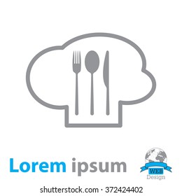 sign with chef hat and spoon, fork, knife 