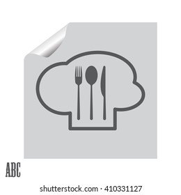 sign with chef hat and spoon, fork, knife 