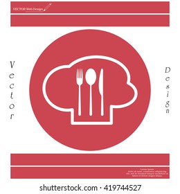 sign with chef hat and spoon, fork, knife 