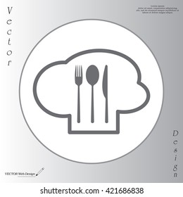 sign with chef hat and spoon, fork, knife 