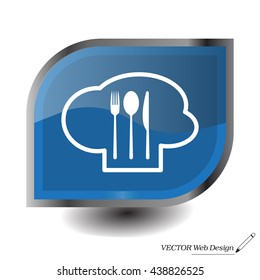 sign with chef hat and spoon, fork, knife 