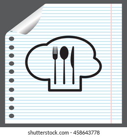 sign with chef hat and spoon, fork, knife 