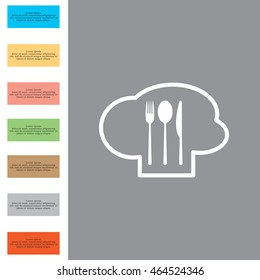 sign with chef hat and spoon, fork, knife 