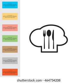 sign with chef hat and spoon, fork, knife 