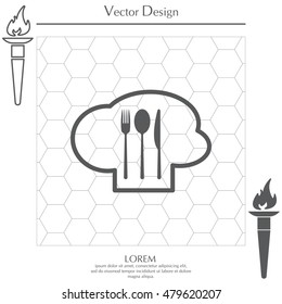 sign with chef hat and spoon, fork, knife 