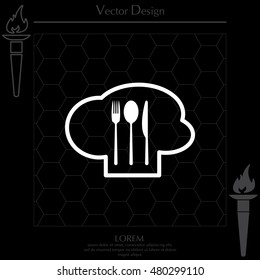 sign with chef hat and spoon, fork, knife 