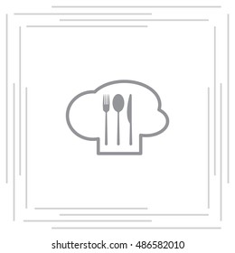 sign with chef hat and spoon, fork, knife 