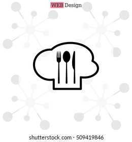 sign with chef hat and spoon, fork, knife 