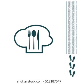 sign with chef hat and spoon, fork, knife 