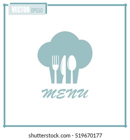 sign with chef hat and spoon, fork, knife 