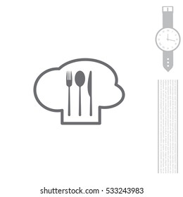 sign with chef hat and spoon, fork, knife 