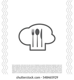 sign with chef hat and spoon, fork, knife 