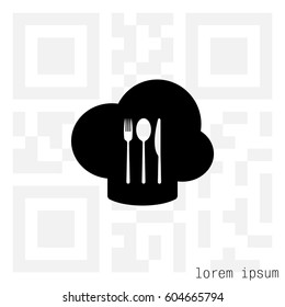 sign with chef hat and spoon, fork, knife 