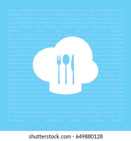sign with chef hat and spoon, fork, knife 