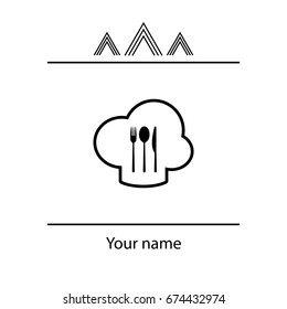 sign with chef hat and spoon, fork, knife 