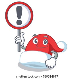 With sign Christmas hat character cartoon